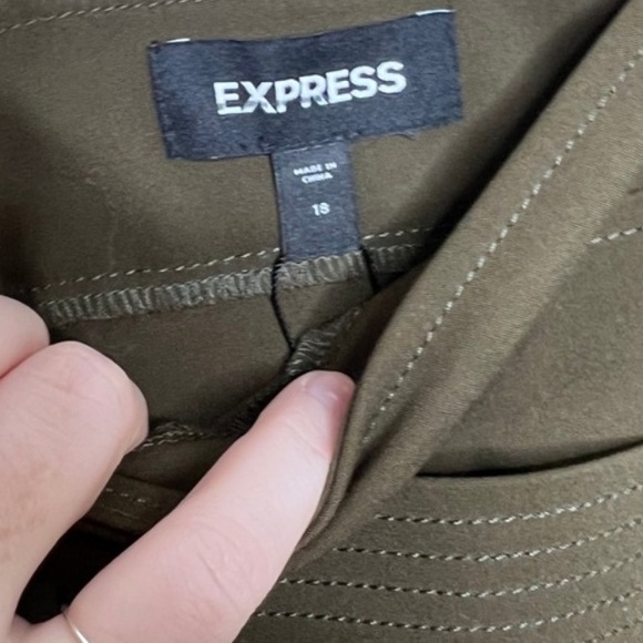 New with Tag Express Olive Green Hip Pocket Formal Business Casual Mini Skirt - Picture 14 of 16